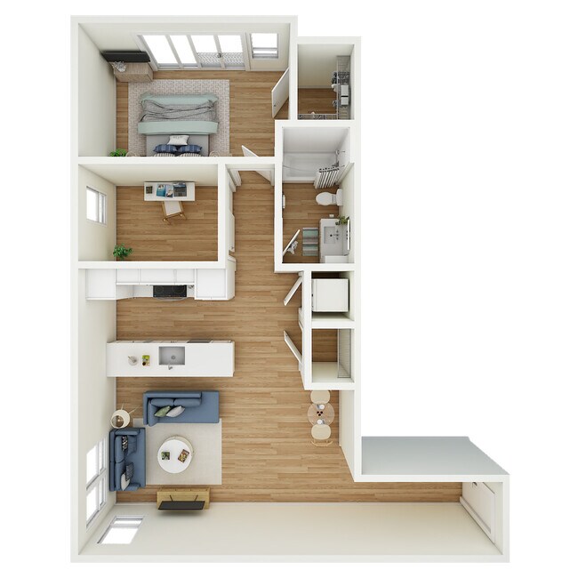 1x1 + Den - a42.1 525 floor plan